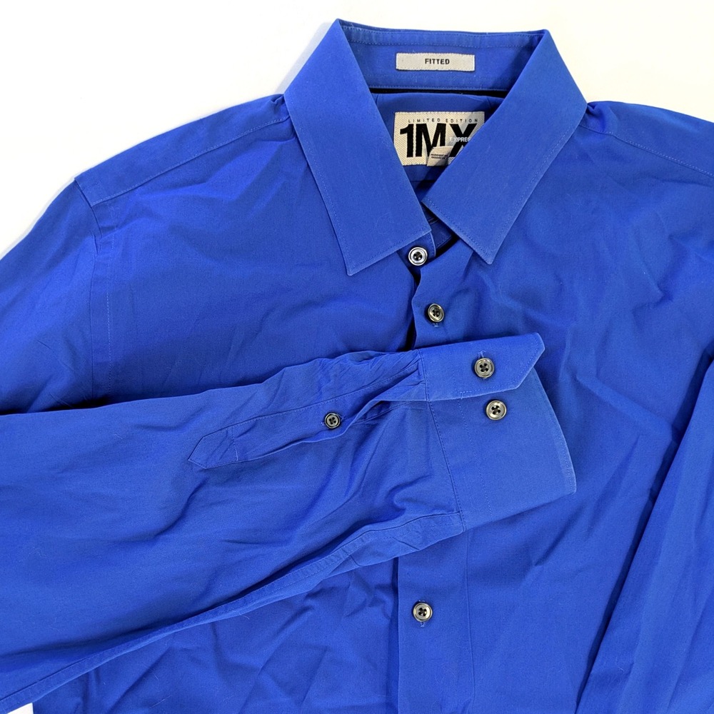 Express 1MX Limited Edition Mens Fitted Dress Shirt Royal Blue Size M 15-15.5